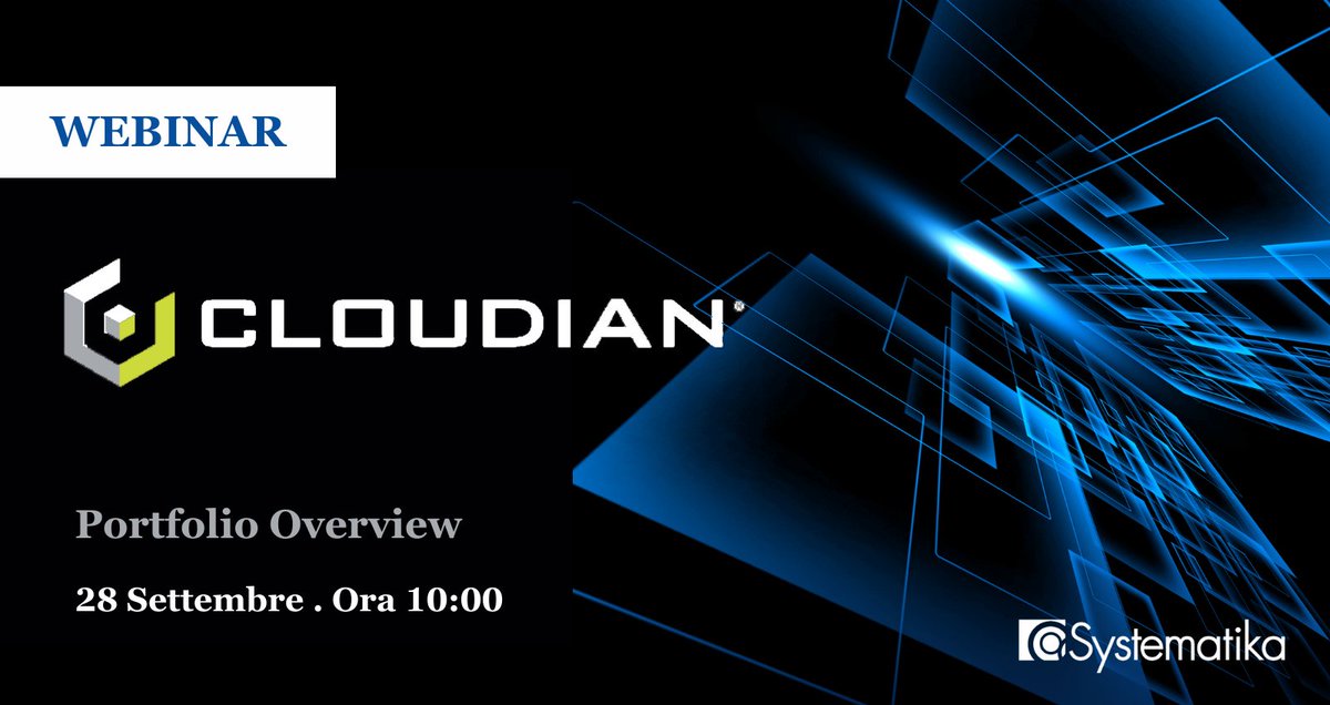 Esplora con noi il nuovo Portfolio #Cloudian! Con il nostro nuovo contratto di distribuzione, saremo al vostro fianco per mostrare le molteplici soluzioni e casi d'uso che potrete implementare per i vostri clienti.

Registrati qui: bit.ly/3sZpPrj

<a href="/SystematikaITA/">Systematika Distribution</a>