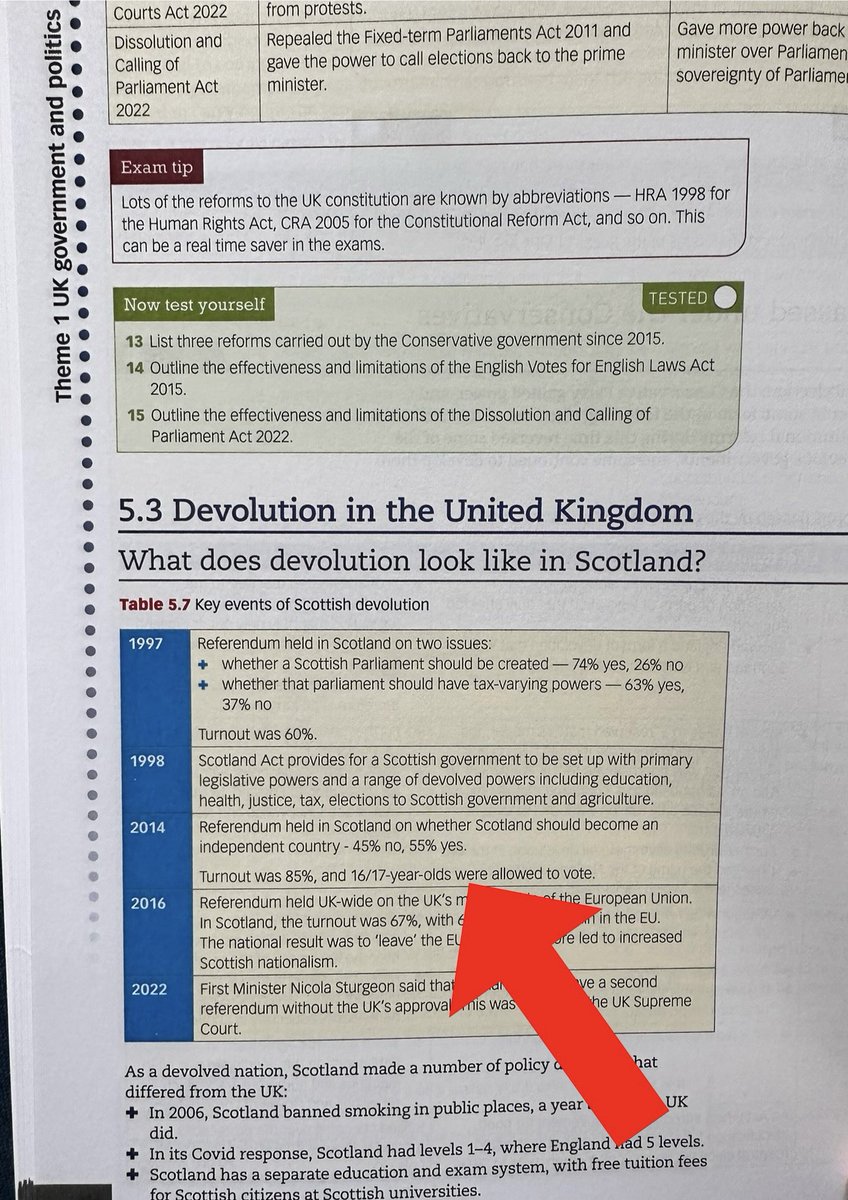 winker_watson1's tweet photo. @pearson @HachetteUK 🏴󠁧󠁢󠁳󠁣󠁴󠁿 Apparently, in the world of A-level politics notes, Scotland voted for independence in 2014 and it's now 2023. Time warp learning, anyone? 🕰️🚀 #Scotland2023 #RevisionOddities #HistoryMystery #independentscotland #timetravelgenius #drwho #sarcasm101 https://t.co/1rNdWmcDCo