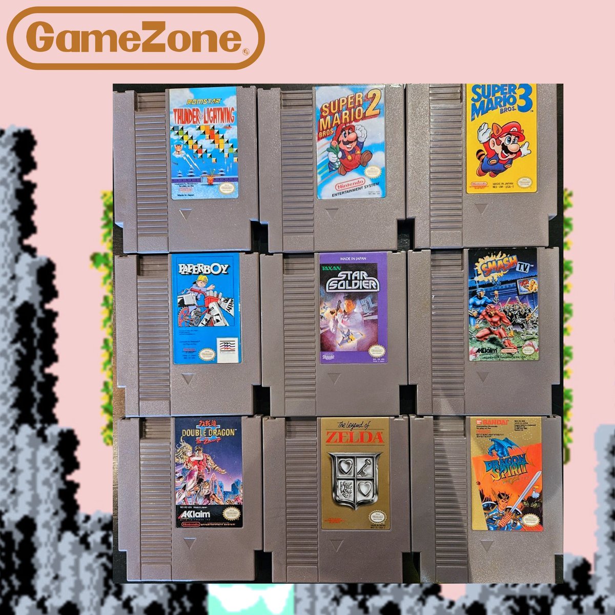 TheGameZoneGZ's tweet image. TJi! #romstarthunderandlightning #supermario2 #supermario3 #paperboy #starsoldier #smashtv #doubledragon2 #thelegendofzelda #dragonspirit #nintendo #nes #nesgames #hillsdalenj #thegamezone