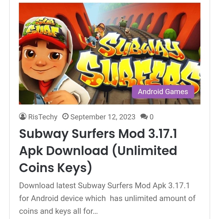 Subway surfers mod apk 3.17.1 + hack(coins,keys) for android