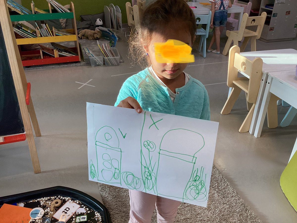 Authentic #agency and #action , #reflection, #responsibility, #creativity of a KG student <a href="/AISBucharest/">AISB Bucharest</a> She independently chose to draw and came to me saying “ Yesterday I found trash on the ground, I picked them up, and put them in the bin” Love her ‘yes’ and ‘no’ added symbols.