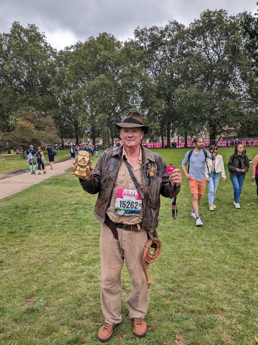 Despite my 3rd cancer diagnosis in 3 years, 
another sarcoma tumour, this time in my leg, I managed to finish  <a href="/London10K/">Vitality London 10,000</a> #London10000 #IndianaJones, one of my favourite characters, never gives up! Over to <a href="/uclh/">UCLH</a> and another 'crusade' that I'm determined won't be my last!