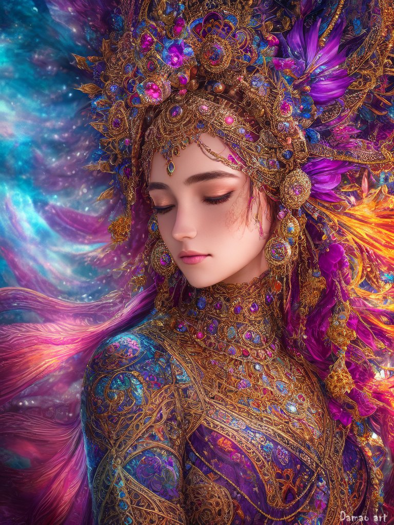 The details, the blend of colors and her closed eyes transport us.

#ArtisticInnovation, #AIcreations, #NFTCollectibles, #DigitalArtistry, #TechArtistry, #CryptoArtWorld, #NFTCommunity, #InnovativeAI, #BlockchainArt, #CreativityUnleashed