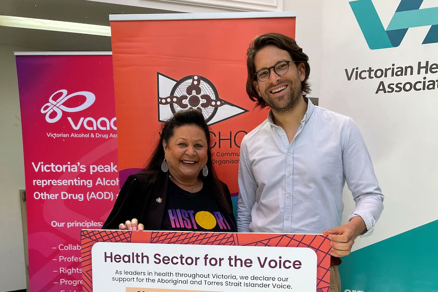 VACCHO chief executive Jill Gallagher and @VicHealth chief executive Sandro Demaio have both thrown their support behind the Voice to Parliament! #Health