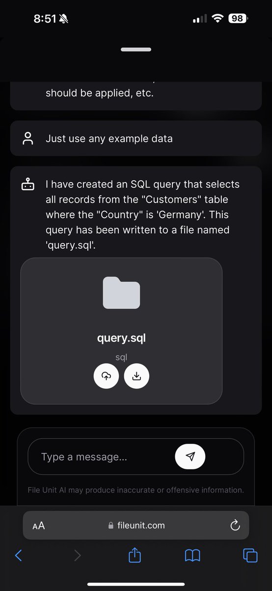 fileunit's tweet photo. File Unit can write your SQL queries for you and put them in a #SQL file automatically. Yet another way to use @fileunit. #AI #LifeHacks #javascript https://t.co/7tZgwqyX0v
