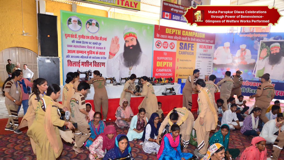 DSSNewsUpdates's tweet photo. Promoting health and hope! 🌱

In the celebration of pious MSG MahaParopkar Bhandara, 23 nutritious food kits were distributed as part of the 'SAFE initiative', aiding the swift recovery of individuals who have bravely overcome drug addiction via Depth Campaign. And under the 'Self Esteem' initiative, 23 sewing kits were distributed to 23 women. 
Together, we're building a healthier and brighter future!
#MahaParopkarDiwas #DeraSachaSauda