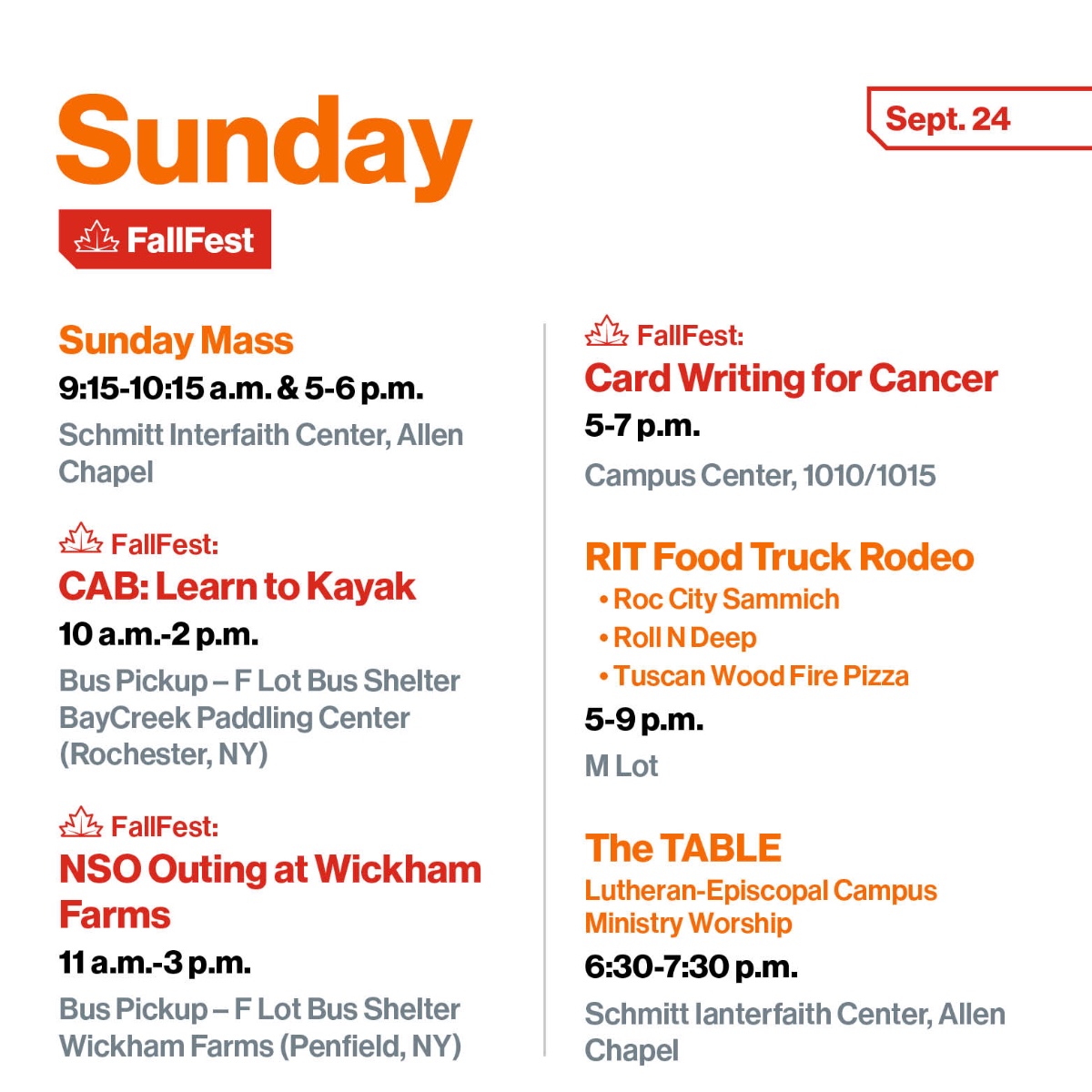 Hey Tigers! #RITFallFest ends today so be sure to check out some of the cool events going on at #RIT this weekend while you still can! 🍂