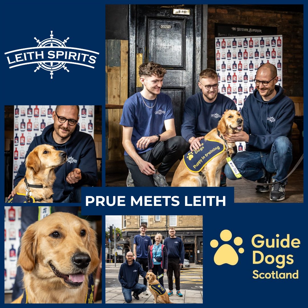 The Leith Spirits team were lucky enough to meet our <a href="/guidedogs/">Guide Dogs</a>
puppy Prue this week before she begins the next stage on her journey. We thought there was no better place than our local, dog friendly bar, The Mother Superior to mark the occasion.
Pupdate 4 leithspirits.com/charity