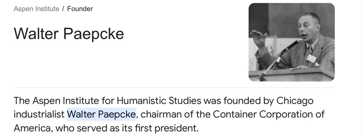 theaaliaas's tweet image. Who is the Aspen Institute?
Aspen Institute is a globalist organization dedicated to leading America into a One-World government replete with a state sponsored religion.

Founded by Walter Paepcke, the flagship campus in Aspen was designed by Nazi artist Herbert Bayer.