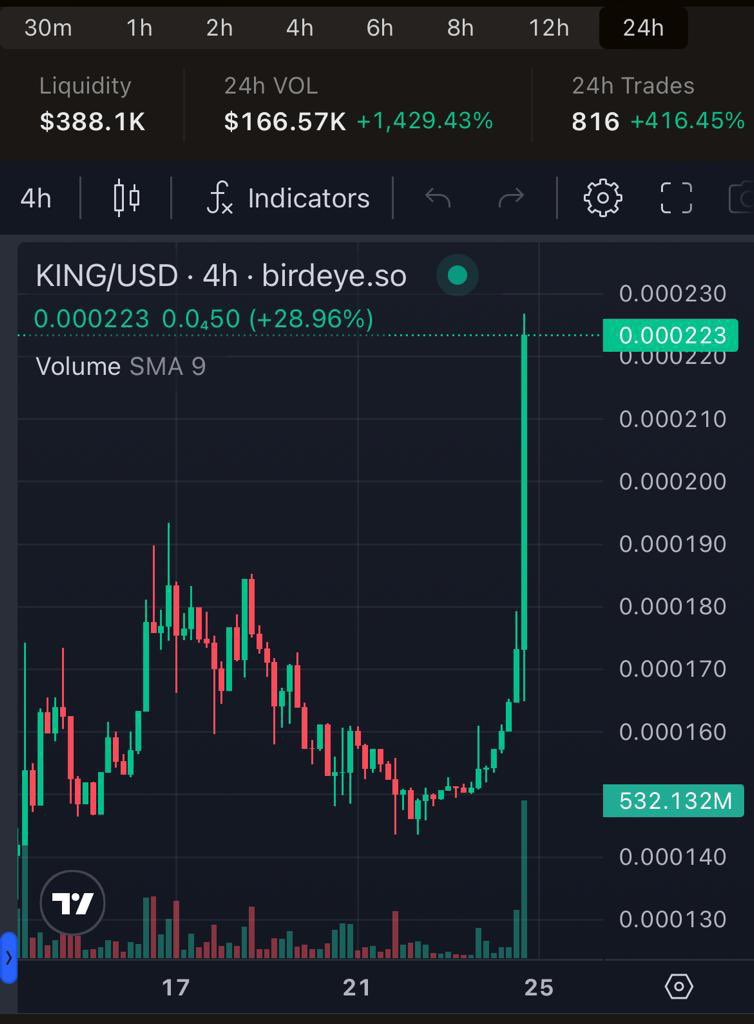 A $KING IS ALWAYS DELIVERING!

All Jeeters are gone, only real KINGS are still here and now its time to celebrate this 'little' step in the right direction! 

Feast on this chart my KINGS! 

LONG LIVE THE $KING !👑👑👑

@KINGcoinsol @BTCKings_ @norman_heikoy
