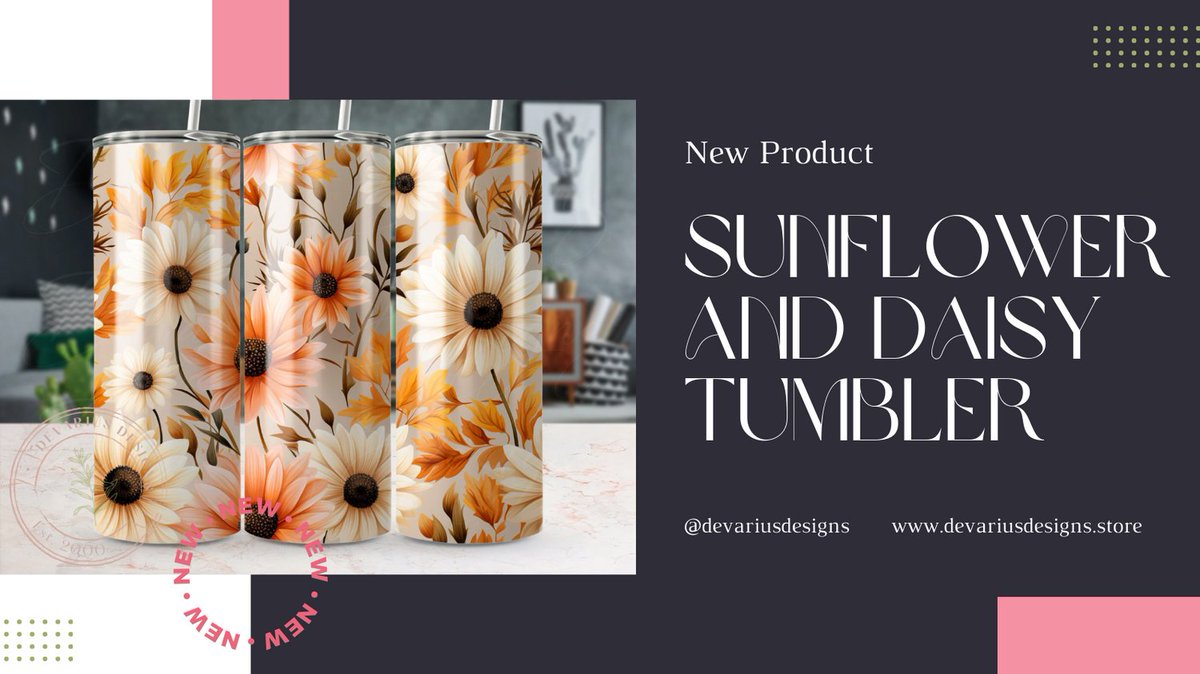 🌻🌼 New! Sunflower & Daisy 20oz Tumblers! 3D Seamless Pattern! 🥤🍂 devariusdesigns.etsy.com/listing/156832… & devariusdesigns.etsy.com/listing/155413…

#DevariusDesigns #Etsy #EtsySeller #FloralTumbler #SunflowerTumbler #DaisyTumbler #FallAesthetic