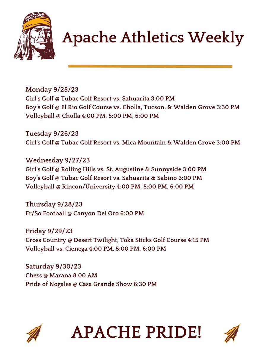 ♟️🏈🏃‍♀️Apaches in action this week! 🏐⛳️🎼
