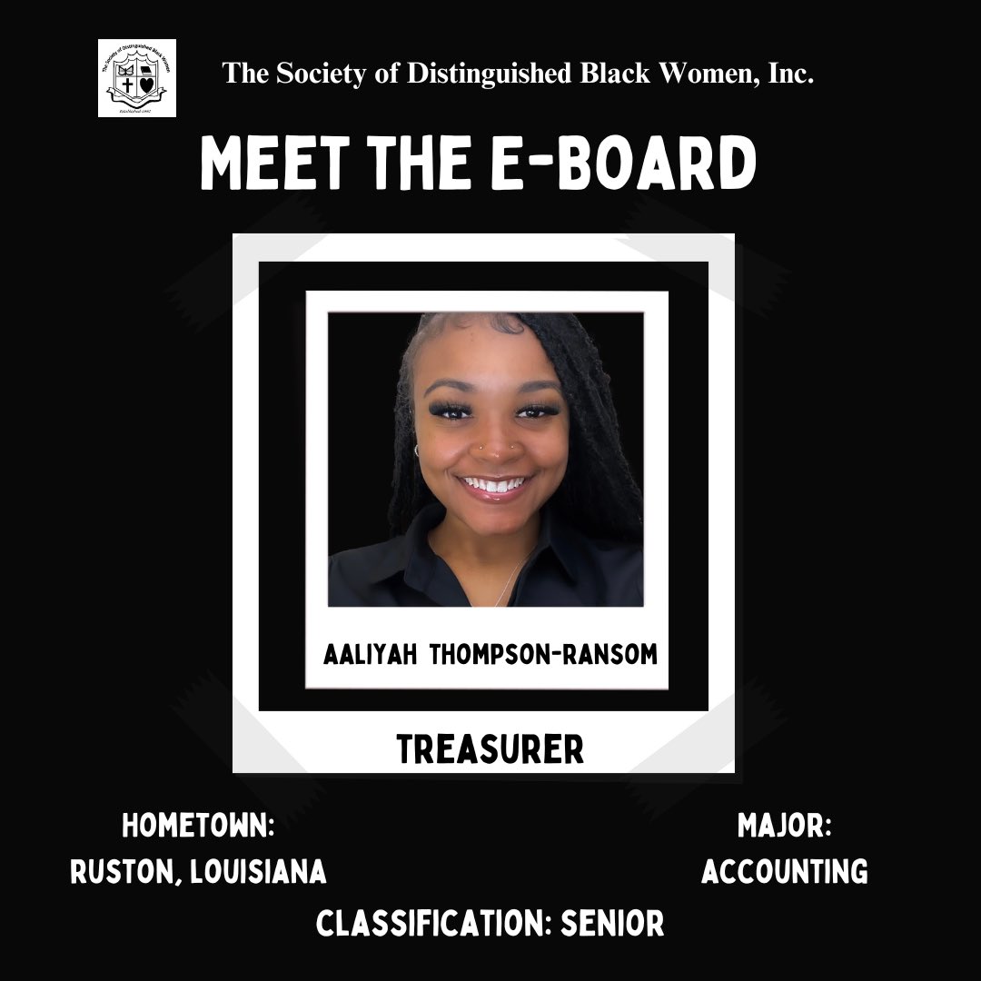 We are pleased to announce our newly elected TREASURER for The Society of Distinguished Black Women, Inc. Executive board for the fall semester! 🦋

Congratulations Aaliyah!Spr 22: 14 Radiant O.R.A.C.L.E