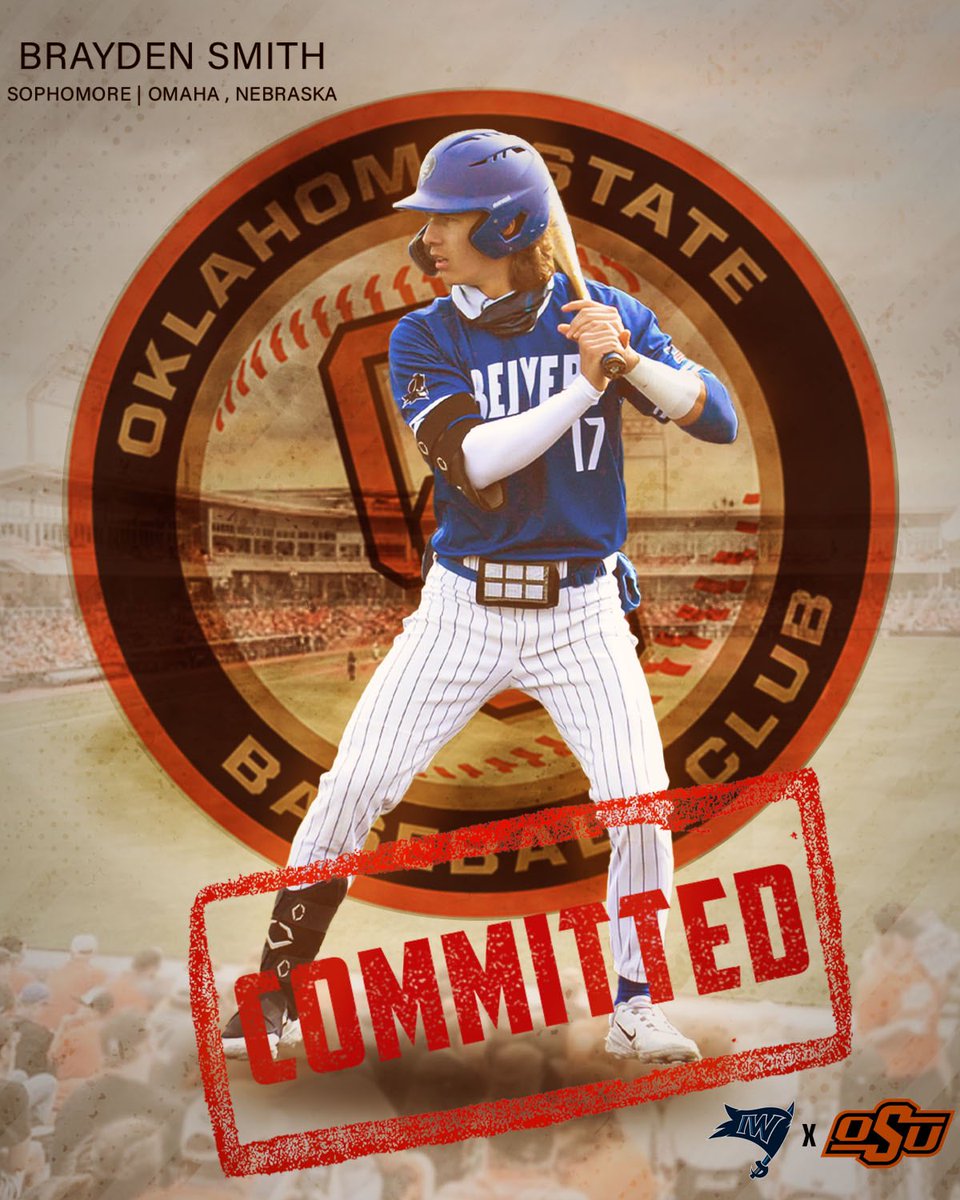 Iowa Western Reivers Baseball (@reiverbaseball) on Twitter photo Congratulations to Brayden Smith (<a href="/BraydenSmith47/">Brayden Smith</a>) on his commitment to Oklahoma State University!!!!
In 2023 Brayden was named an All American and earned ICCAC Player of the Year honors!!
#ReiversMovingOn #SailsUp Congratulations to Brayden Smith (<a href="/BraydenSmith47/">Brayden Smith</a>) on his commitment to Oklahoma State University!!!!
In 2023 Brayden was named an All American and earned ICCAC Player of the Year honors!!
#ReiversMovingOn #SailsUp