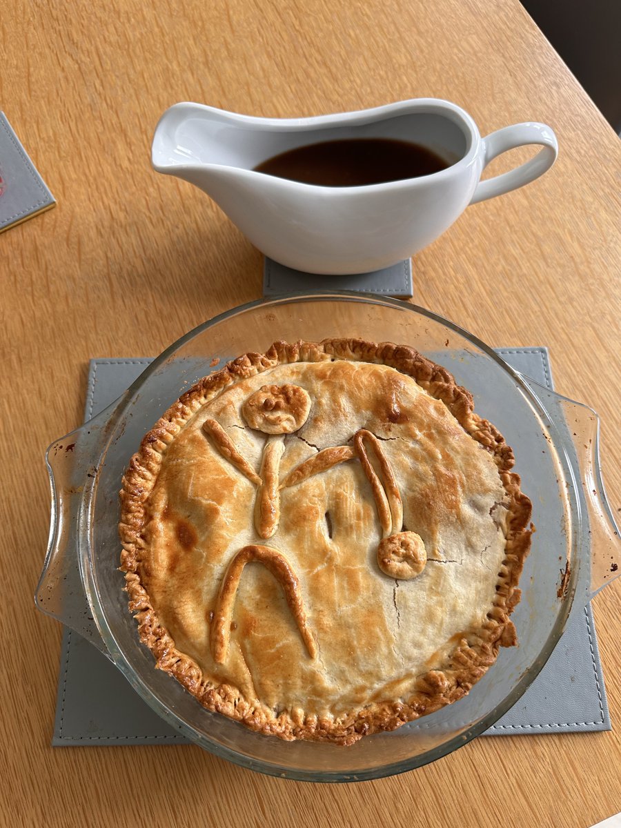 jonmod80's tweet photo. Anybody else’s wife make them a running pie after their half marathon today? No? Just mine then, she’s the best!❤️ (that’s me holding my medal by the way!😂) https://t.co/i5KmLatxgI