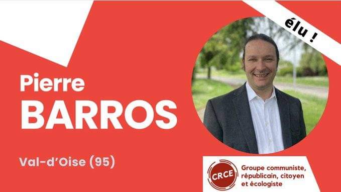 Trop heureux de la victoire de mon ami @PierreBARROS23 ! Un élu du #valdoise siégera au groupe @senateursCRCE . #senatoriales