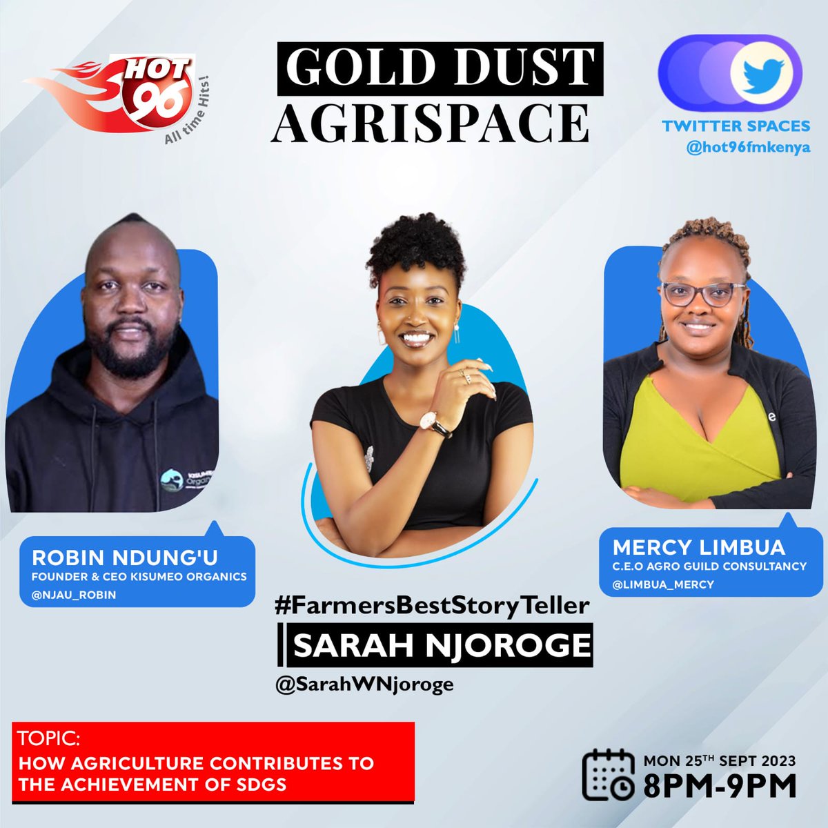 Join us on #GoldDustAgriSpace, Mon, 24th Sept 2023, as we Explore how Agriculture drives progress towards the achievement of Sustainable Development Goals🌍#GoldDustAgriSpace #SDGs