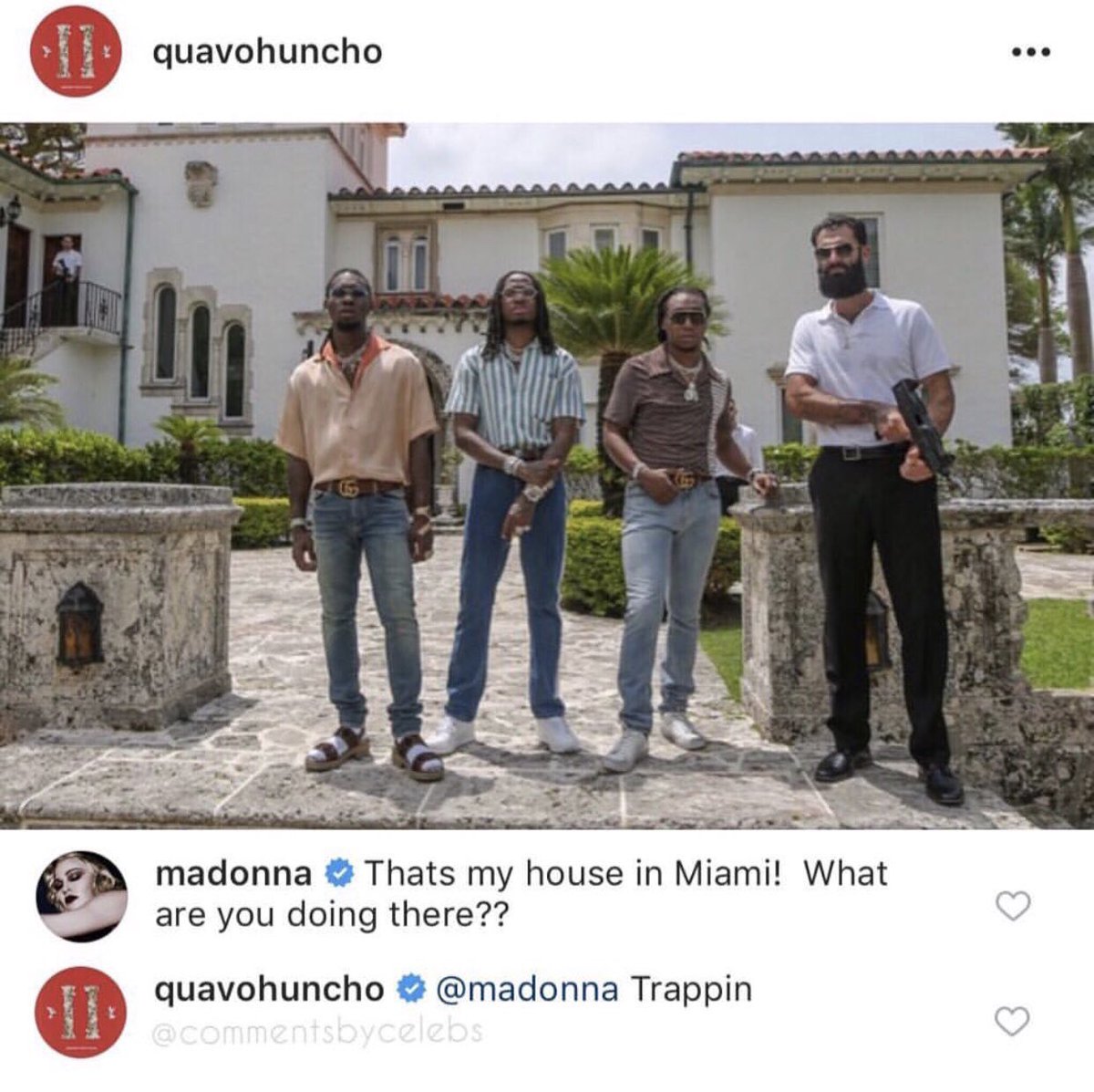 Trapmidias's tweet photo. O dia em que os Migos gravaram o clipe de 'Narcos' na casa da Madonna em Miami sem sua permissão, e ela perguntou o que eles estavam fazendo lá KKKKKKKKKKKK https://t.co/5fXIWlDylI