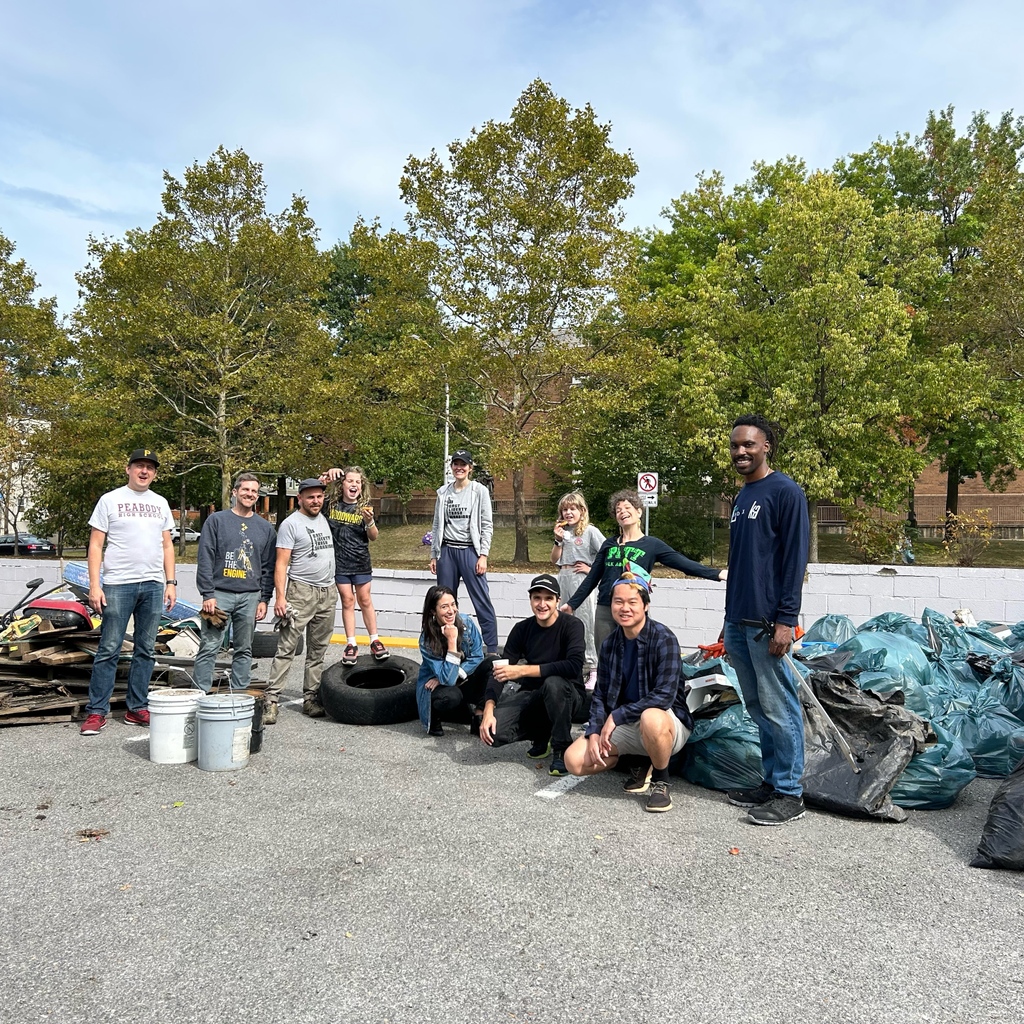 The East Liberty Trash Warriors got an incredible amount of trash off of our streets - three televisions, ten tires, over 40 bags of trash, and many large items including shopping carts, a dresser, chairs, a roof, and buckets of concrete!
