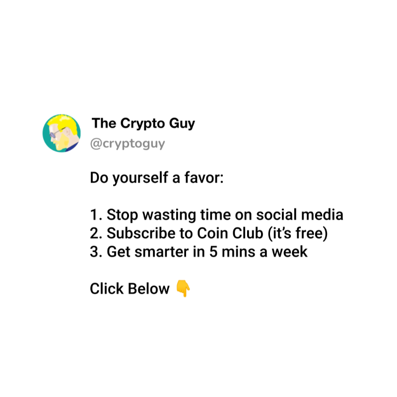 wagmidotglobal's tweet photo. "My friends think I'm a crypto genius, (I'm not) it's because I read Coin Club’s weekly newsletter (and they have no idea it exists)" - Every Crypto Degen