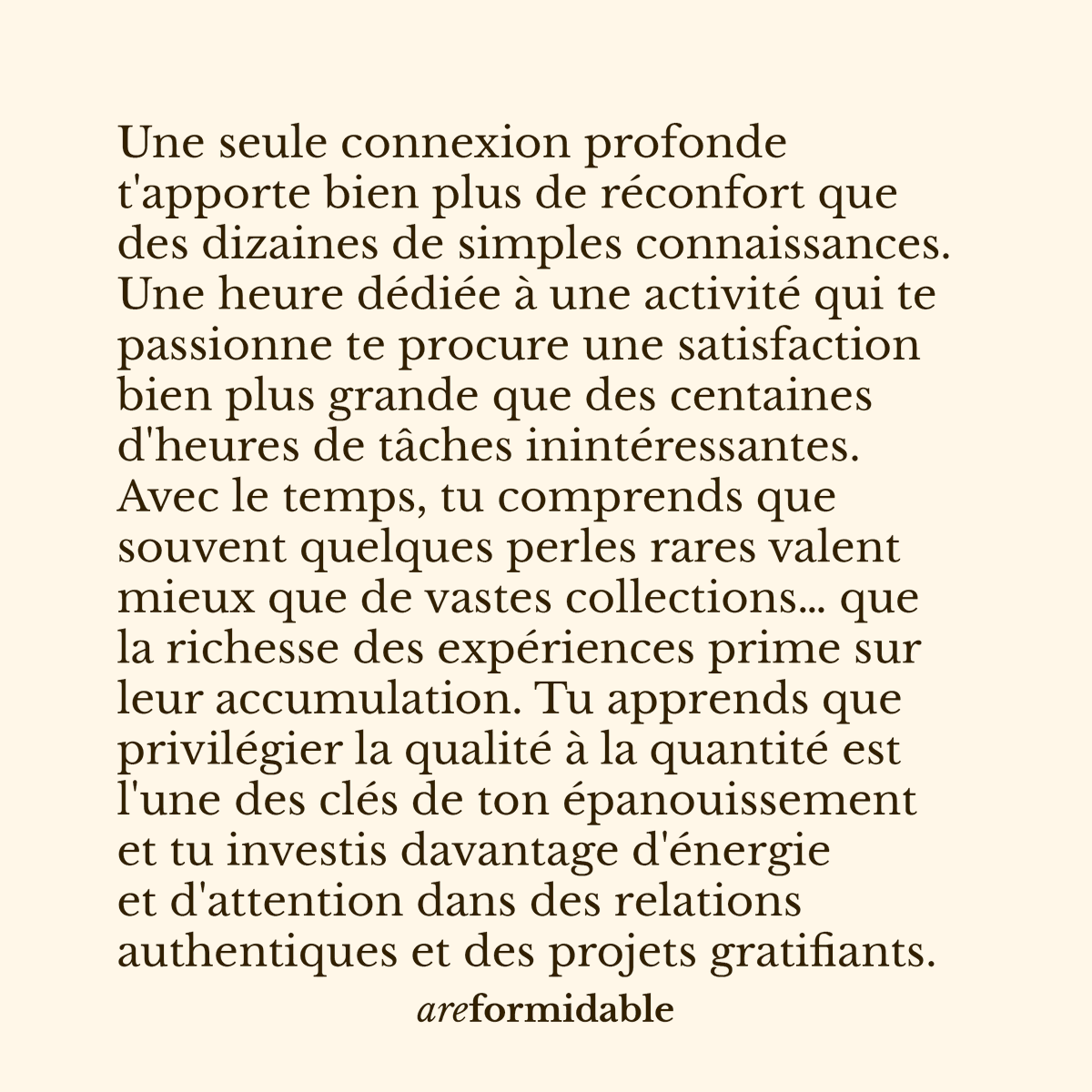 areformidable's tweet photo. Comment tu privilégies la qualité à la quantité ? ⚖️ #epanouissement #developpementpersonnel #relation #areformidable https://t.co/ObtDNs6l16