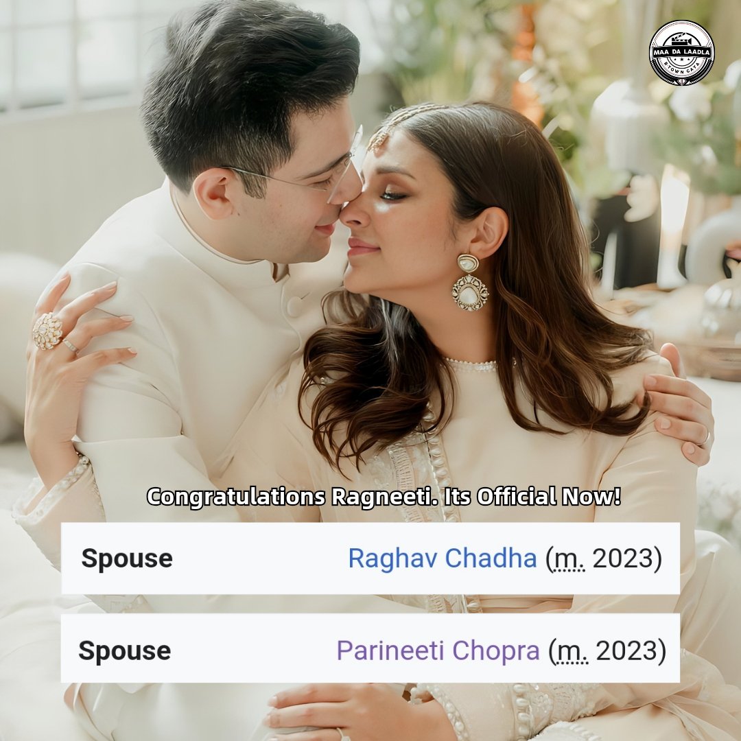 Heartiest Congratulations @ParineetiChopra and @raghav_chadha Its Official Now! 👰🤵❤️ #Ragneeti

#PariKiShaadi #parineetichopra #raghavchadha #happilymarried
