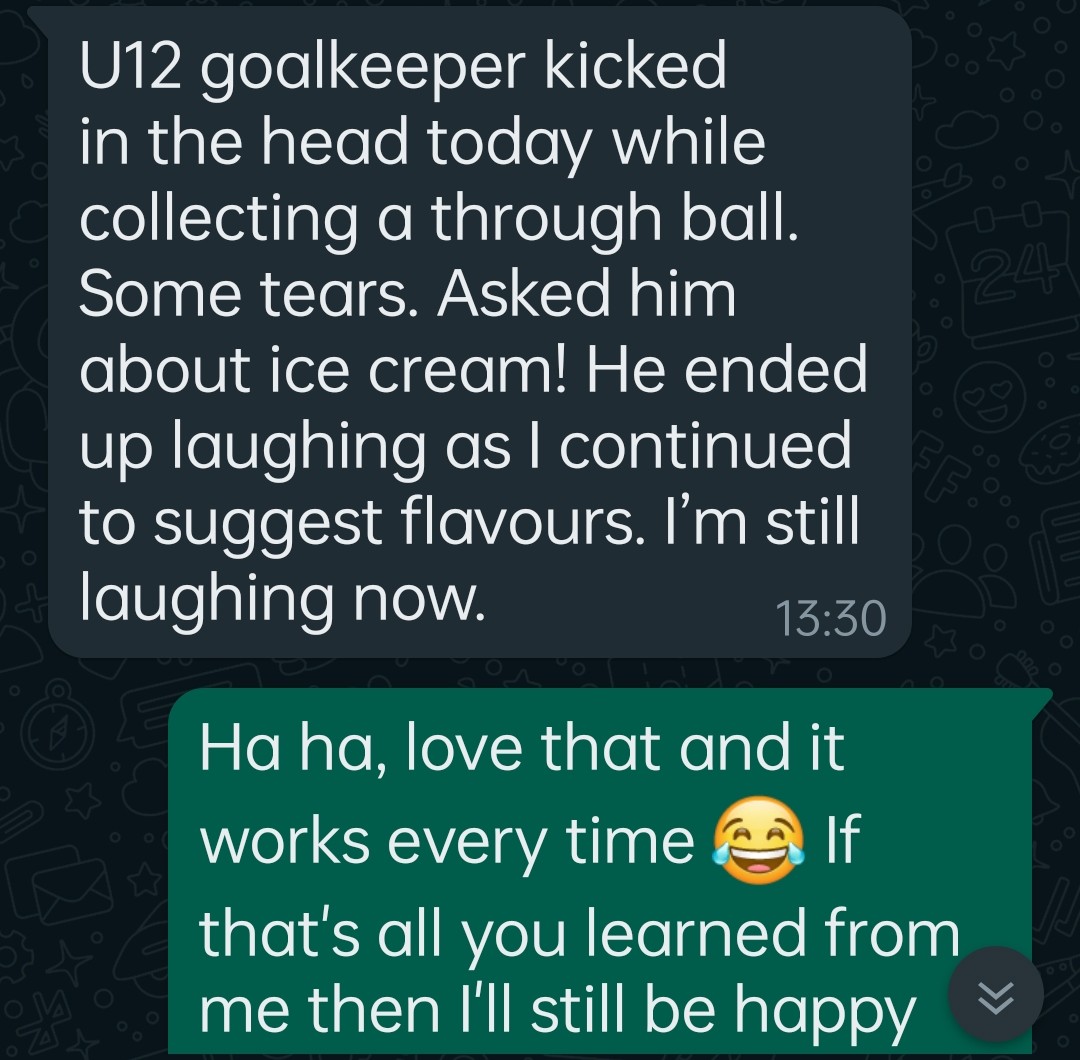 For many years even after my son stopped playing I still coached a development squad of 5, 6 and 7yr olds.

Part of the group was to also support and pass on some knowledge experience to new coaches who would then take on the teams at u8. Just had this from one of them 😬