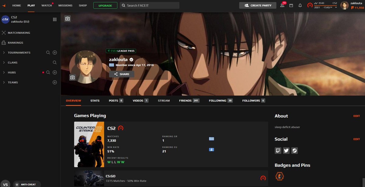 Moving forward to cs2 i'm open to offers preferably as a rifler, i can consider full-time depending on the offer. 
Main exp
4980 elo cs go highest
Currently top 20 EU on cs2 faceit.

RT's are really appreciated &lt;3 

Contact here or on : steamcommunity.com/id/zaklouta/
