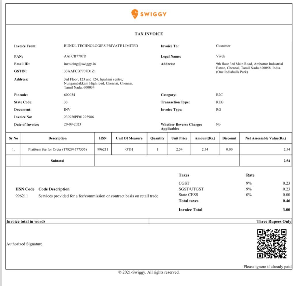 Luvabl_Idiot's tweet photo. @Swiggy Order Number 178294577555 / Order done for ₹746 however as per invoice total amount is ₹3. Requested for an amended invoice however swiggy hasn’t yet provided the same for the last 4 days. #Swiggy https://t.co/vJCci55FxJ