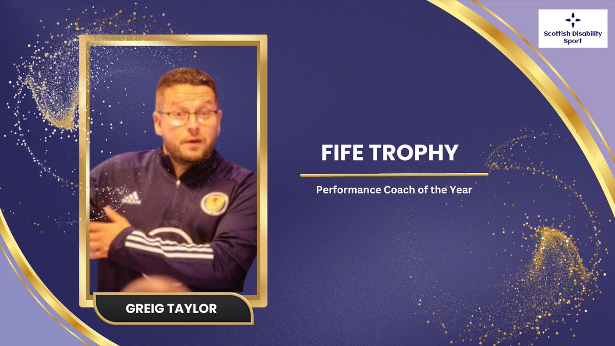 SDS_sport's tweet photo. Winner of the Fife Trophy for Performance Coach of the Year is Greig Taylor  

Greig is the Head of Scottish CP Football and has been involved with the Scottish squad for over 18 years! 

#SDSAwards23
#InspiringThroughInclusion https://t.co/m3xEpk7kHF