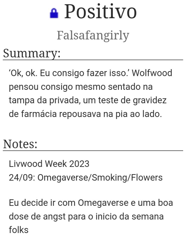 Minha fic para #livwoodweek2023 #livwood
archiveofourown.org/works/49792036