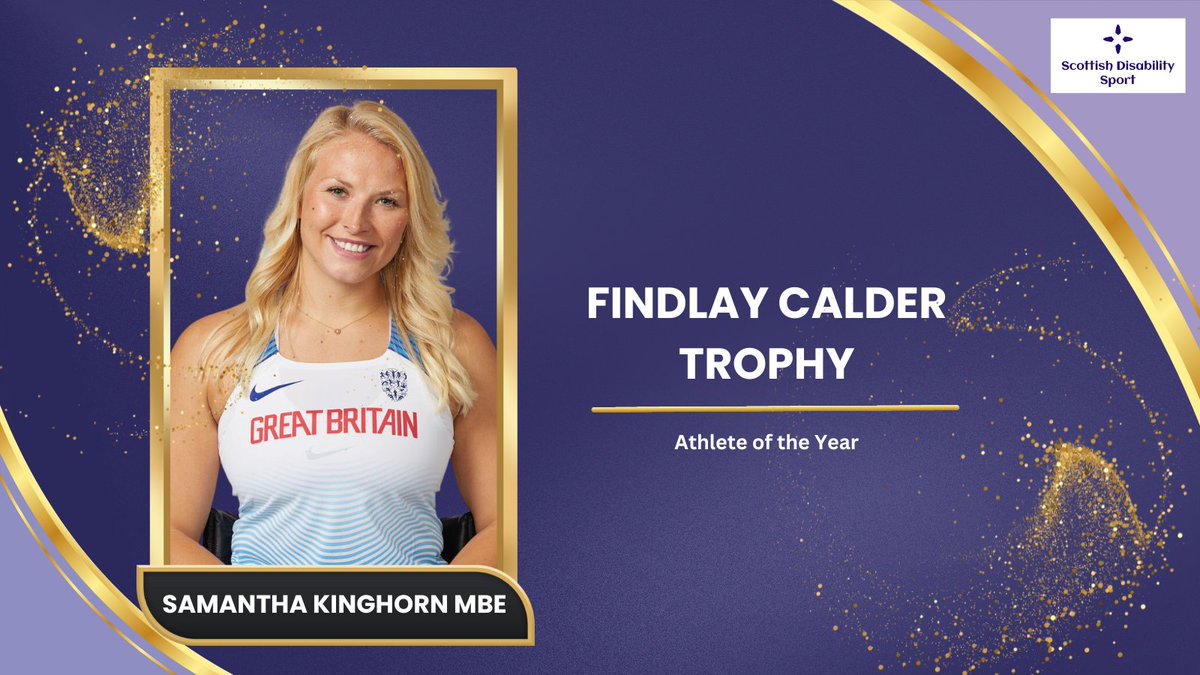 Congratulations to @Sam_Kinghorn winner of the Finlay Calder Trophy for Athlete of the Year 🏆 At the World Para Athletics Championships won the gold medal in the T53 100m as well as silvers in the 400m, 800m and 4 x 100m Relay #SDSAwards23 #InspiringThroughInclusion