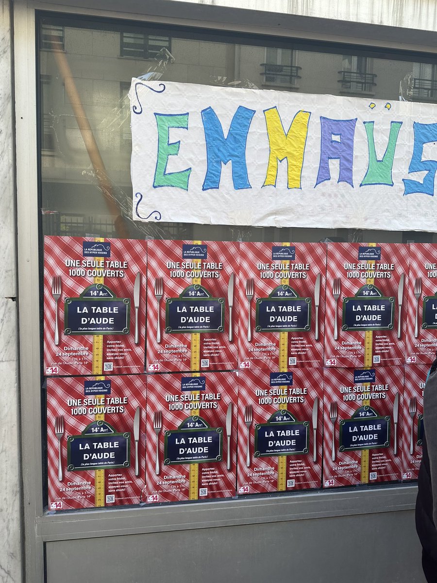 🙏Merci aux <a href="/hypervoisins/">Hypervoisins</a> pour l’organisation de cette nouvelle édition de la Table d’Aude 14ème. Un moment de partage et de solidarité ente les voisins et l’équipe/résidents de notre Centre d’hébergement G.Dunand 🤝<a href="/EMMAUSolidarite/">Emmaüs Solidarité</a>.  Rdv l’an prochain. 
<a href="/patber35/">Patrick Bernard</a> <a href="/MairieParis14/">Mairie du 14e</a>