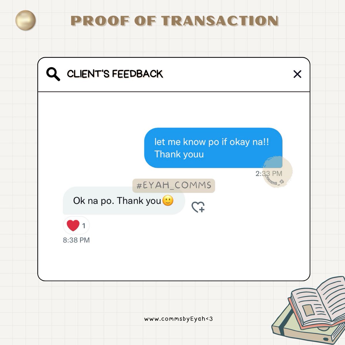 comms_13's tweet image. client feedbacks ❤️
#eyah_comms 

📌visit my profile for more infos
DM NOW!!!
🏷 acad helper, academic server, essay, paper, formal letter, assignment, writing services, acad comms, marketing, reflection, lf, commstwt, studytwtph