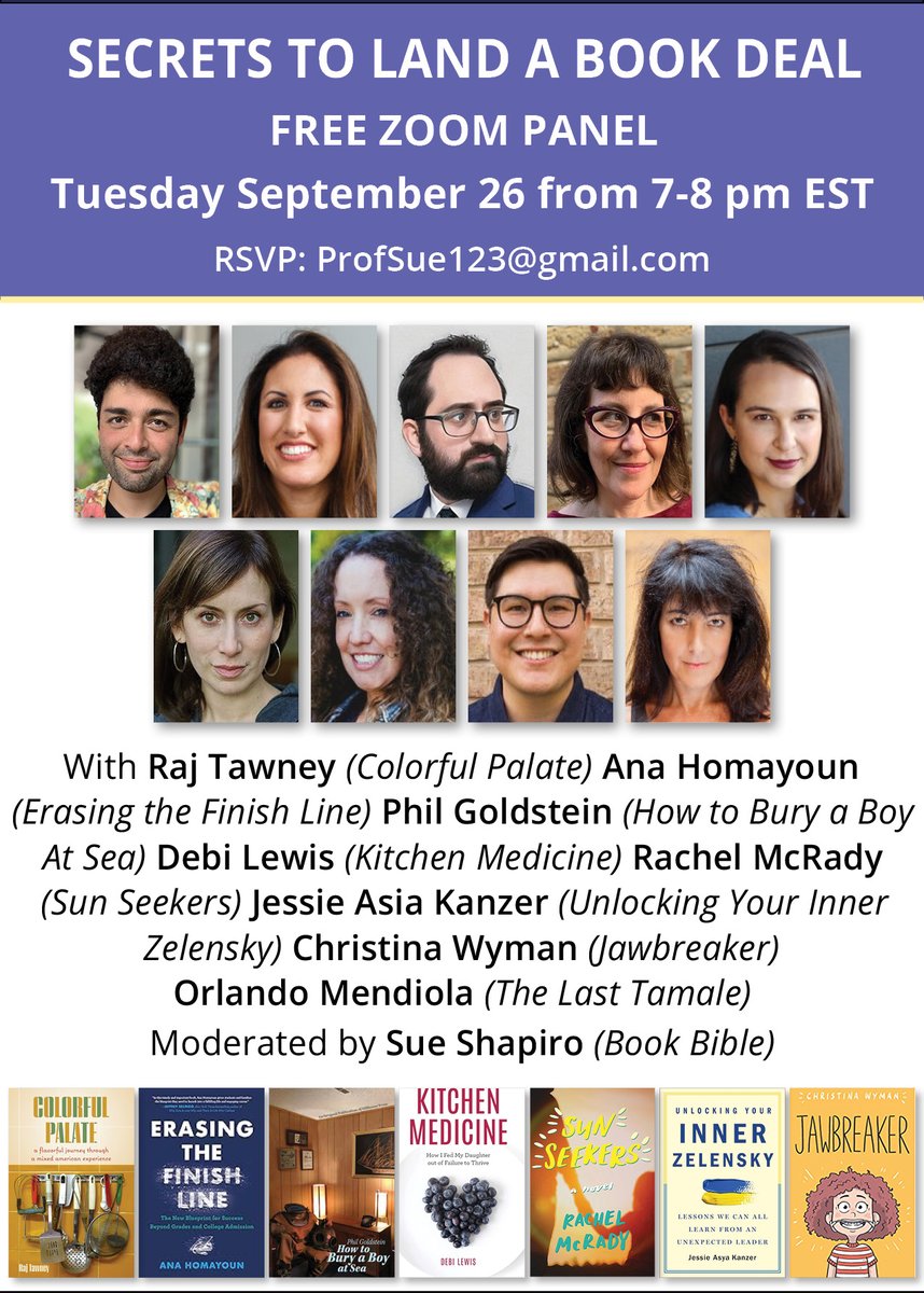 Susanshapironet's tweet photo. So many former students have great new 📚we're doing a @zoom panel to learn their secrets Tues 9/26 at 7 pm EST @anahomayoun @philgoldstein @rachelmcrady @growthesunshine @JessieKanzer @cwymanbooks @LandoMendiola @RajTawney #fiction #memoir #essays #poems #selfhelp #kidlit https://t.co/buHrWABJ8Q