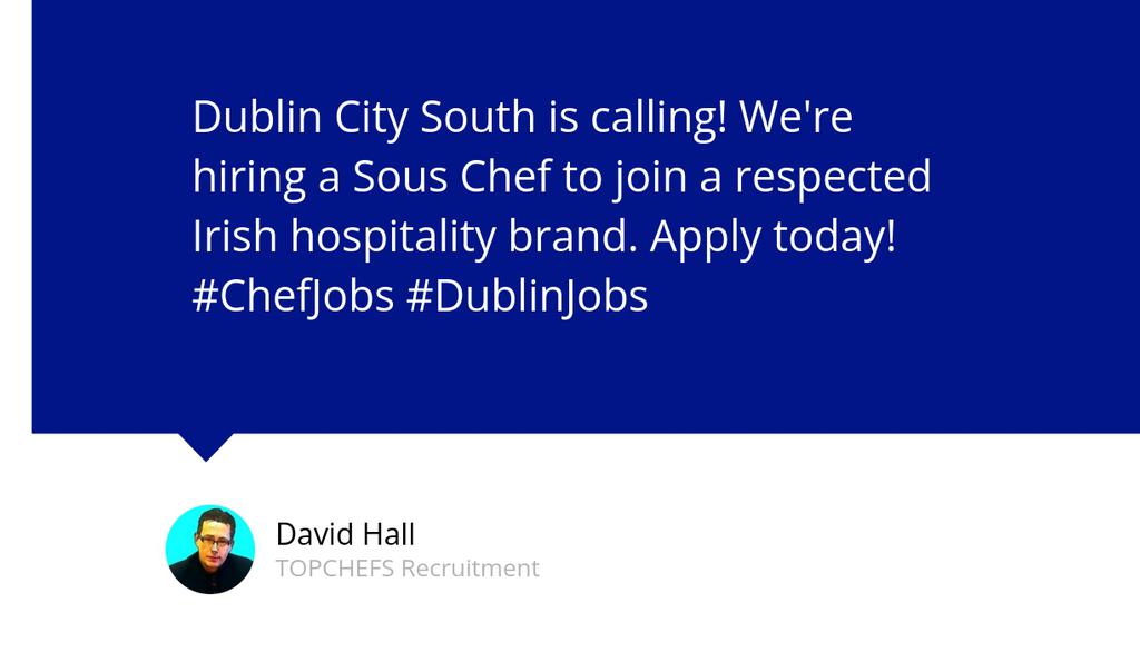 TOPCHEFSIE's tweet image. Dublin City South is calling! We're hiring a Sous Chef to join a respected Irish hospitality brand. Apply today! #ChefJobs #DublinJobs 🍳👨‍🍳

Read the full post: Sous Chef
▸ lttr.ai/AHV3e

#KeyResponsibilities #Chefs #Restaurants #Restaurant #Restaurantjobs