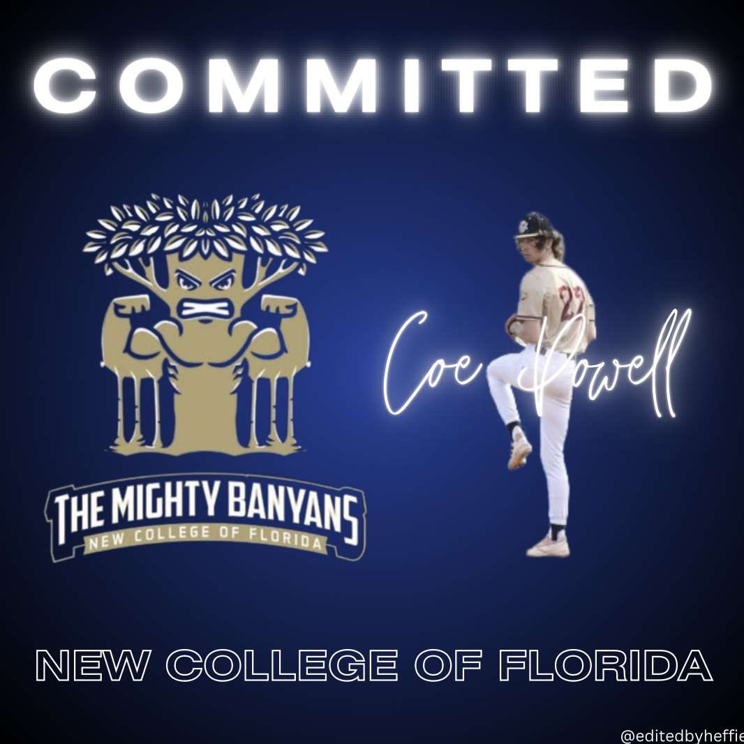 I am beyond blessed to announce that I will be furthering my academic and baseball career at The New College of Florida! I would like to thank coach Jimenez as well as coach Skoglund for this amazing opportunity to continue to play the sport I love at the next level.
