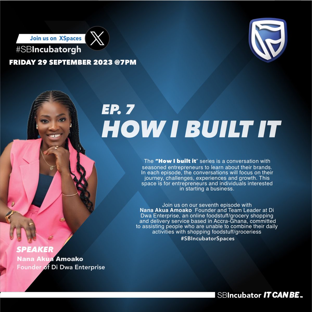 Welcome to another episode of the HOW I BUILT IT series on this episode we will be hosting Nana Akua Amoako, founder & team leader of Di Dwa Enterprise Click the link to mark your calendars you don’t want to miss this one #SBincubatorgh #gh #Stanbicbank twitter.com/i/spaces/1Mnxn…