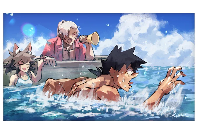 主人公チームの設定画が揃ったしせっかくなので3人組の絵を再掲 