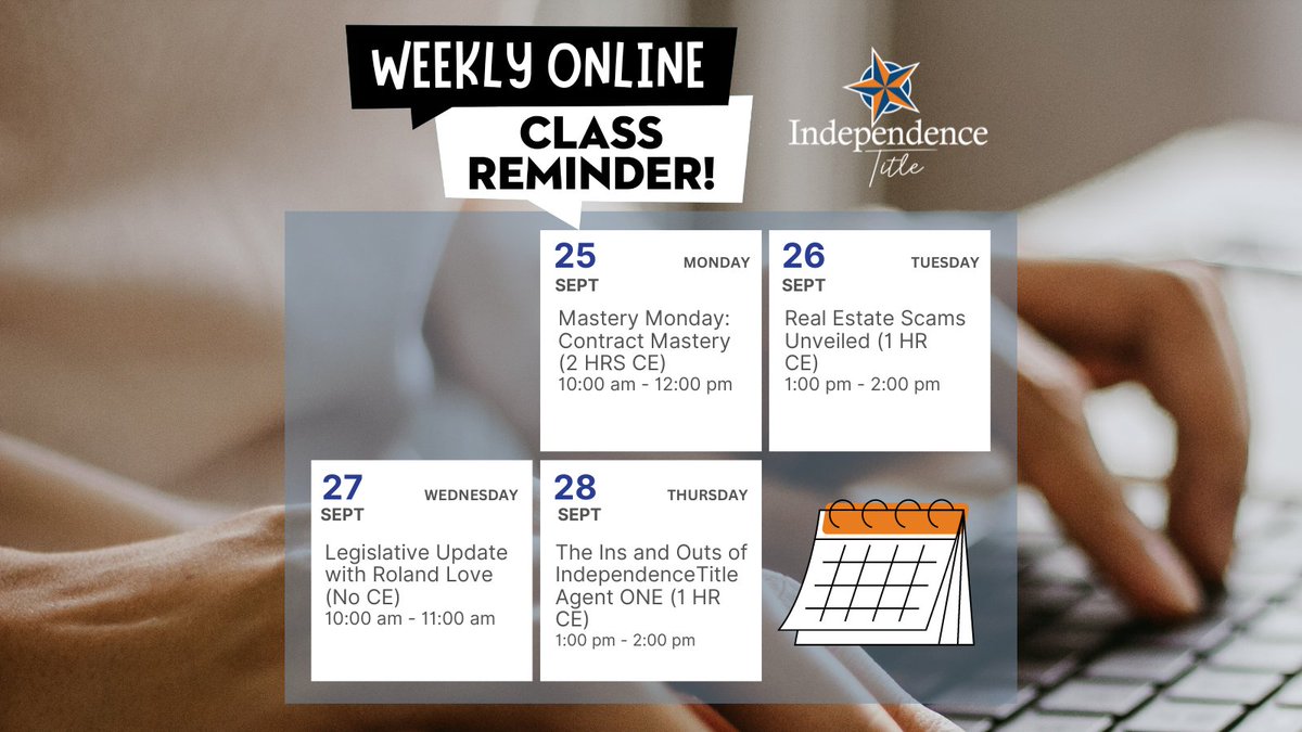 IndependenceTX's tweet image. 📚 Exciting News! 📚 Join us for our upcoming CE classes next week! 🌟 Don't miss out on this opportunity to learn and grow. Reserve your spot today! tinyurl.com/ahm9fa6f 👩‍🏫👨‍🎓
#ContinuingEducation #LearningOpportunity #NeverStopLearning #EducationMatters #ExpandYourHorizons
