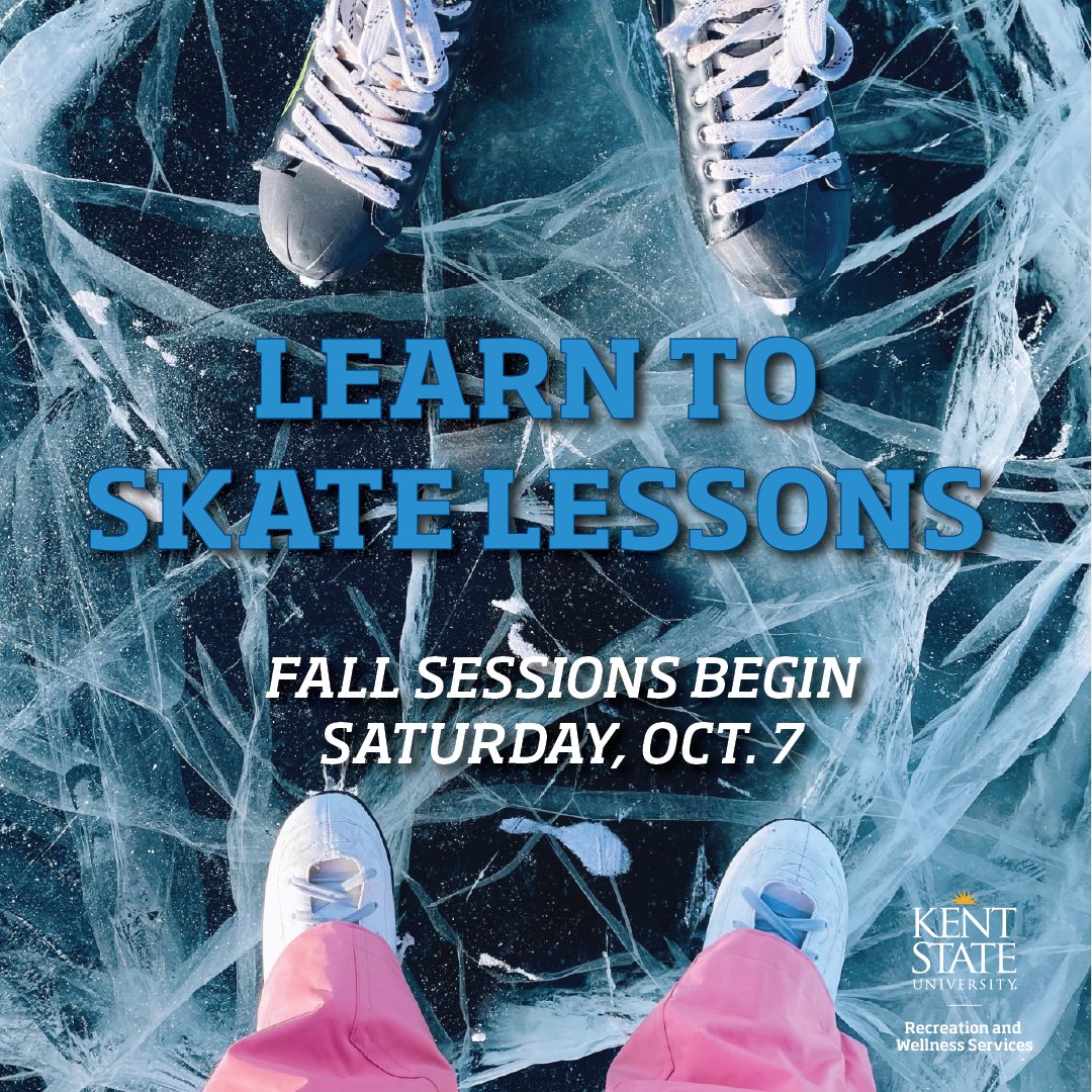 Registration is open for our Learn to Skate lessons with levels ranging from Tots to Adults at the Kent State Ice Arena. Fall sessions begin Saturday, Oct. 7.  Register online at recwell.kent.edu  ⛸ #Skatelessons #KentStateIceArena