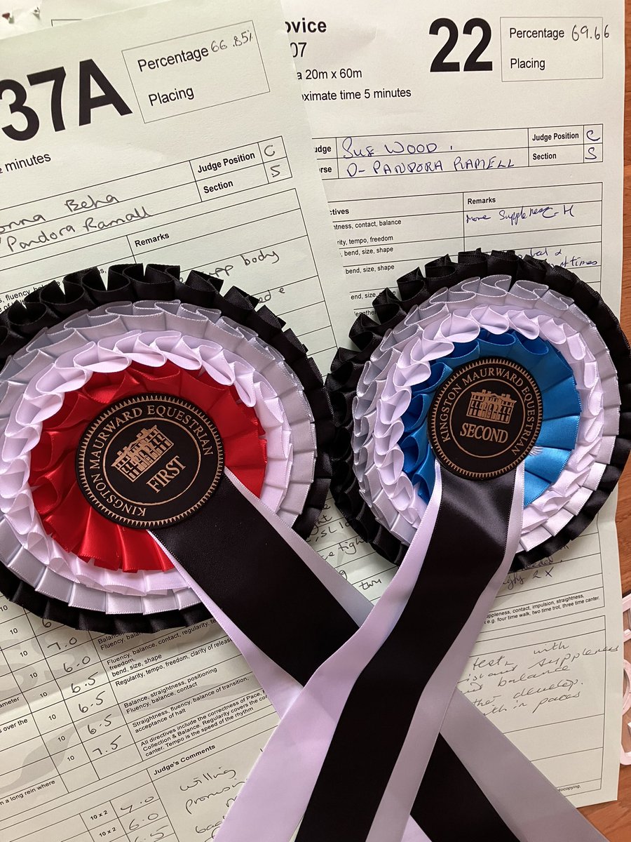 Great to finally be out competing again and we’re back with a bang. Winning the Novice 37a with 69.66% and taking 2nd in the Novice 22 with 66.25% 👍🎉💕 @CathLabNewbie  <a href="/britishdressage/">British Dressage</a>