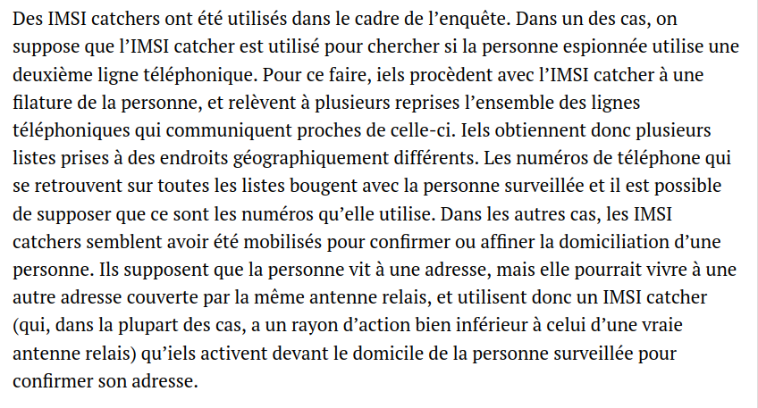viclaroche's tweet photo. En revanche, il y a eu utilisation d'#IMSIcatcher/Cell Site Simulator pour récupérer la liste des téléphones a proximité : https://t.co/lQhcLKyDDL