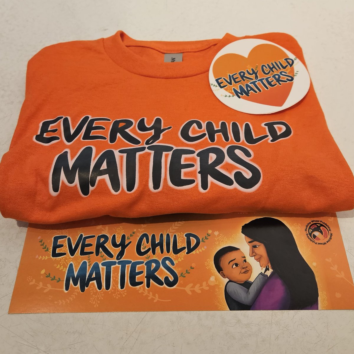 September 30 is Orange Shirt Day, and we're giving away these shirts, stickers, and bookmarks from Medicine Wheel Publishing to celebrate Phyllis Webstad's new book, Every Child Matters. Head to our Instagram to enter!