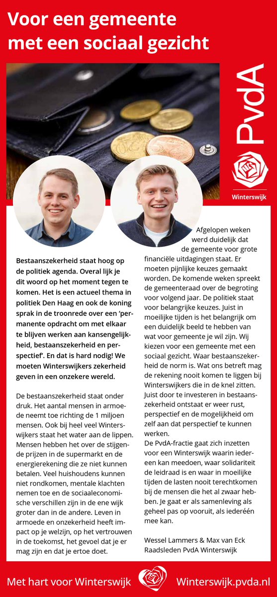 PvdA-raadsleden Wessel Lammers &amp; Max van Eck: ”Voor een gemeente met een sociaal gezicht”🌹🙌

#PvdA #Winterswijk #Bestaanszekerheid #PartijvandeArbeid #Politiek #Gemeenteraad