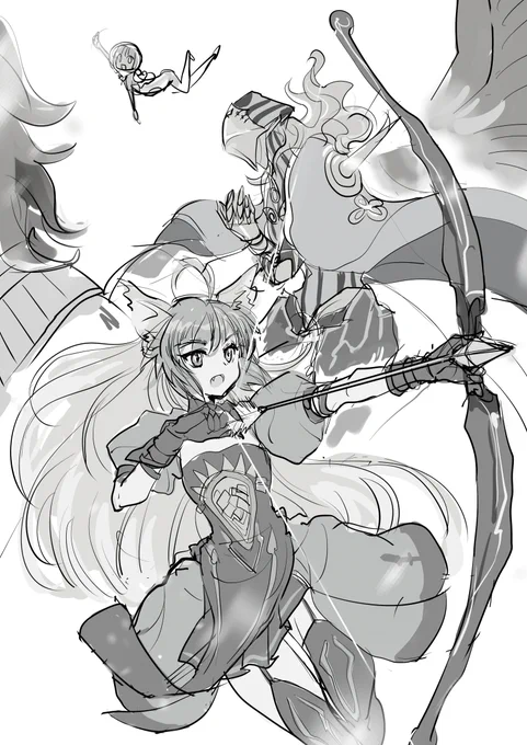 ワンジナイベ登場記念にアタランテちゃんとアヴィケブロン先生を描こうと思ったんだけどラフで力尽きた 
