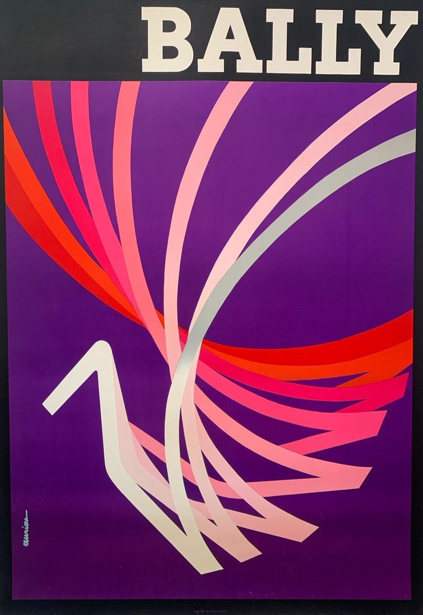 AisleOne's tweet photo. 1981 advertising poster designed by Jacques Auriac for luxury fashion house Bally. https://t.co/7oMx2meTkz