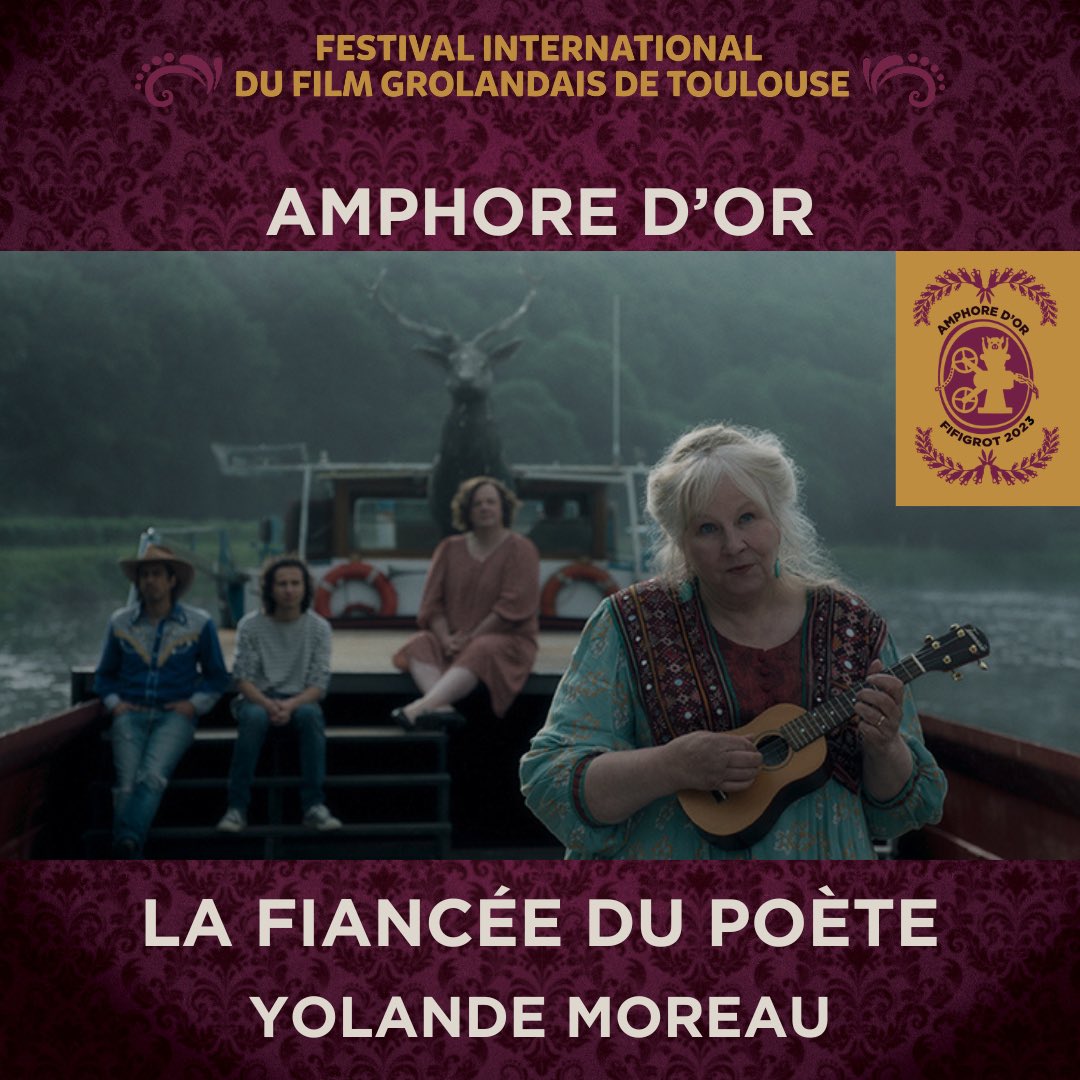 AMPHORE D'OR
Les membres du CON·sulat, Noël Godin (1er Con·sul), Nina Antico et Patrick Bouchitey ont décerné l'Amphore d'Or du #Fifigrot2023 à :

LA FIANCÉE DU POÈTE
De Yolande Moreau
(France, 2023, 1h43)

<a href="/Le_Pacte/">Le Pacte</a>