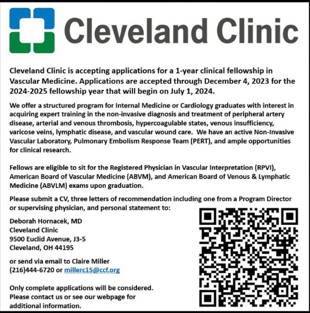 Richard M. Wardrop III, MD, PhD, MACP, SFHM, FAAP (@mud_fud) on Twitter photo The Cleveland Clinic Vascular Medicine Fellowship is accepting applications for aspiring #VascularInternists! <a href="/ccfvascmed/">Cleveland Clinic Vascular Medicine</a> <a href="/CCF_IMCHIEFS/">Cleveland Clinic IM</a> <a href="/CleClinicHVTI/">Cleveland Clinic Heart, Vascular & Thoracic</a> <a href="/2Scottish/">Scott Cameron 🏴🇺🇸🫀🩺📟🔬🧫🧬🥋</a> <a href="/AmmarSaati/">Ammar Saati عمار ساعاتي</a> <a href="/CleClinicGME/">CleClinicGME</a> <a href="/OhioAcp/">ACP Ohio</a> <a href="/AAIMOnline/">AAIM</a> <a href="/ABIMcert/">American Board of Internal Medicine (ABIM)</a> <a href="/OhioACC/">Ohio Chapter-ACC</a> <a href="/ACPIMPhysicians/">ACP</a> <a href="/JayBishopMD/">G. Jay Bishop M.D.</a> <a href="/tavrkapadia/">Samir Kapadia</a> The Cleveland Clinic Vascular Medicine Fellowship is accepting applications for aspiring #VascularInternists! <a href="/ccfvascmed/">Cleveland Clinic Vascular Medicine</a> <a href="/CCF_IMCHIEFS/">Cleveland Clinic IM</a> <a href="/CleClinicHVTI/">Cleveland Clinic Heart, Vascular & Thoracic</a> <a href="/2Scottish/">Scott Cameron 🏴🇺🇸🫀🩺📟🔬🧫🧬🥋</a> <a href="/AmmarSaati/">Ammar Saati عمار ساعاتي</a> <a href="/CleClinicGME/">CleClinicGME</a> <a href="/OhioAcp/">ACP Ohio</a> <a href="/AAIMOnline/">AAIM</a> <a href="/ABIMcert/">American Board of Internal Medicine (ABIM)</a> <a href="/OhioACC/">Ohio Chapter-ACC</a> <a href="/ACPIMPhysicians/">ACP</a> <a href="/JayBishopMD/">G. Jay Bishop M.D.</a> <a href="/tavrkapadia/">Samir Kapadia</a>