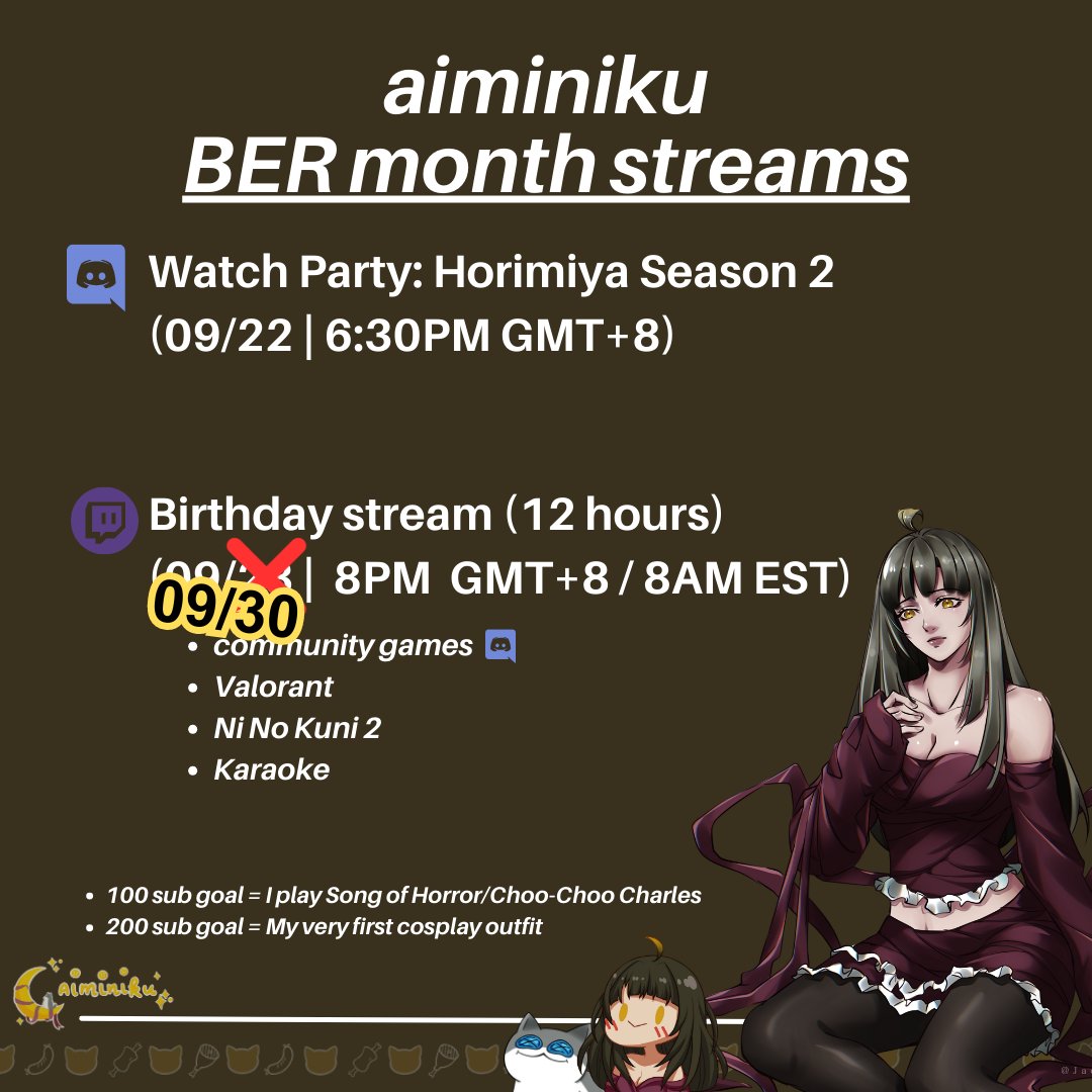 aiminiku's tweet image. I moved my subathon to September 30 :D gomeenn i've never been so busy :D 

anyway see u all 🤓